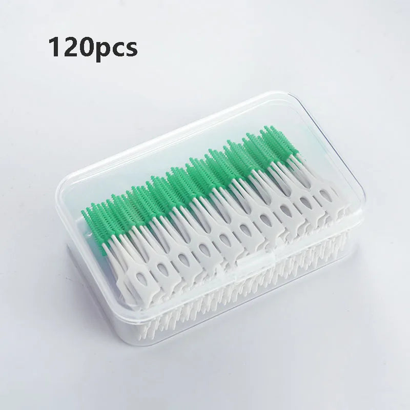 Silicone Interdental Brushes 40–200 Pack | Between-Teeth Care Interdental Brush HIP C623-green 120Pcs