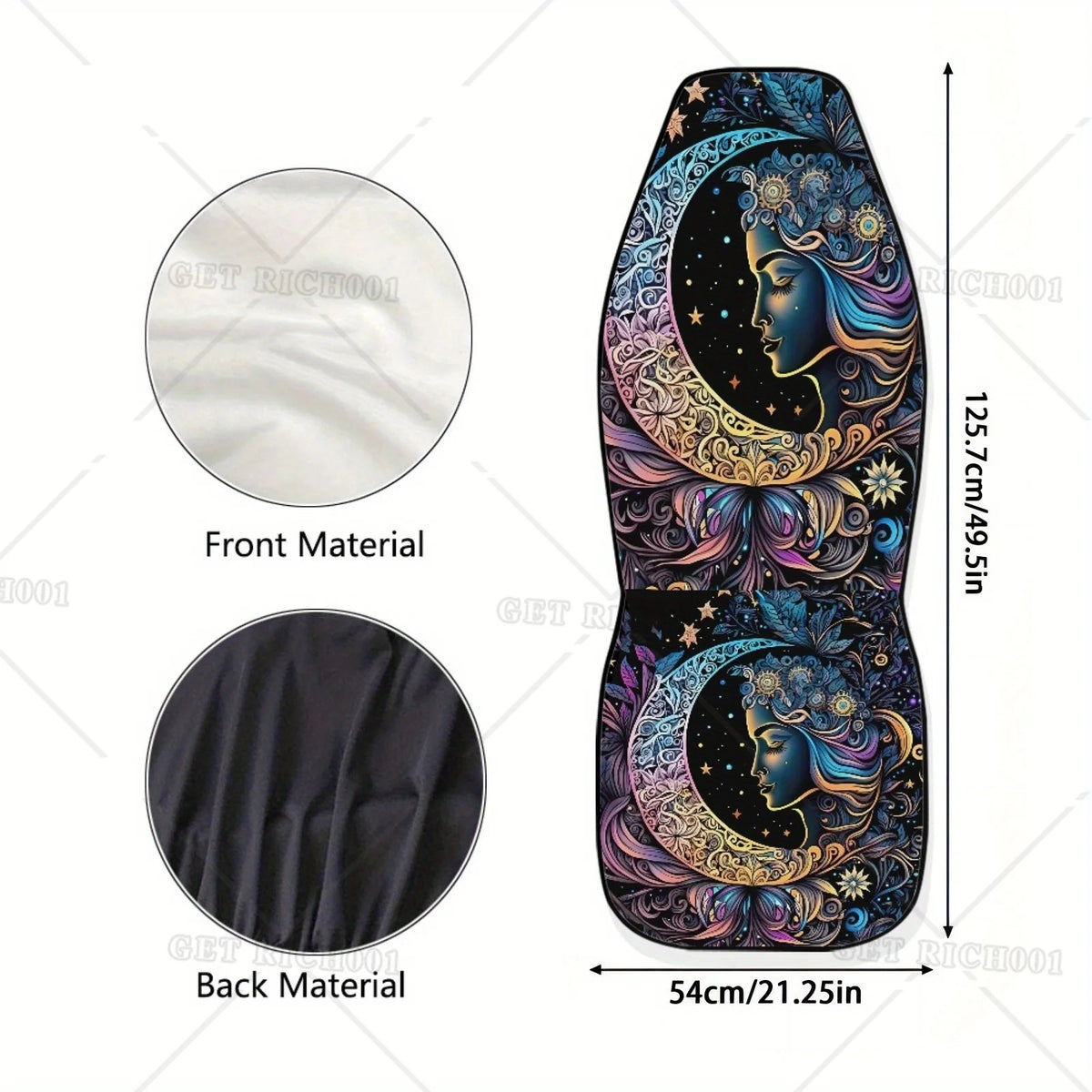 2-Piece Boho Star Moon Car Seat Covers – Washable SUV Fit Car Seat Covers HIP