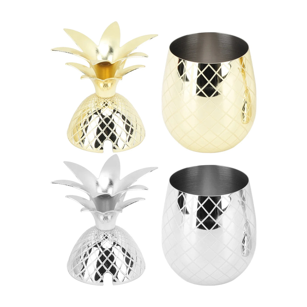 Pineapple Cup with Lid 500ml Stainless Steel Drinking Glasses Reusable Easy to Clean Versatile Tumbler Cup for Bar Party HIP