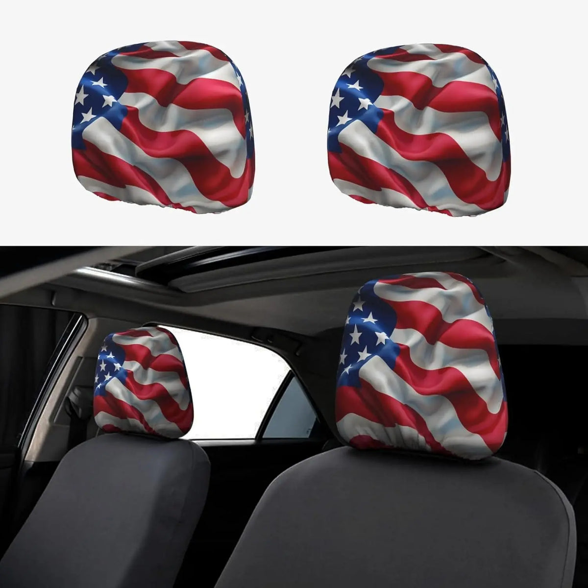 American Independence Day Car Headrest Cover – Universal Fit Car Headrest Cover HIP black