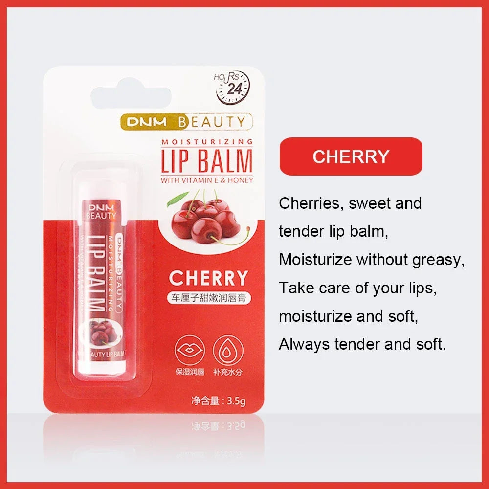 Fruit Lip Balm Winter Fashion Moisturizing Lip Oil Long-Lasting Clear Transparent Natural Aloe Lipstick Lip Care Lipstick Makeup HIP Cherry