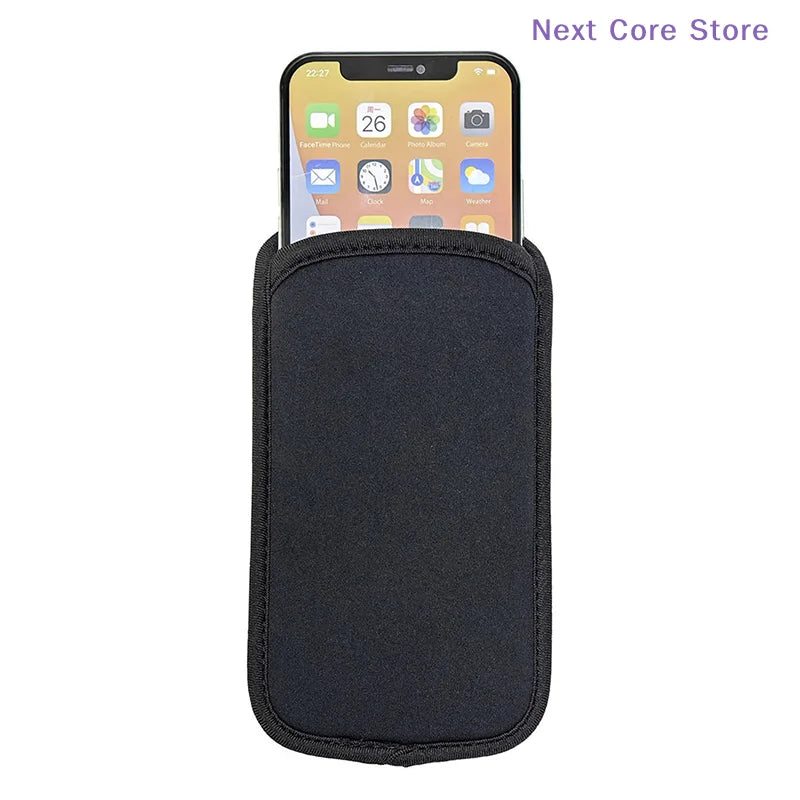 Black Neoprene Waterproof Phone Pouch – Shockproof 6.3–7.2" Phone Sleeve Pouch HIP