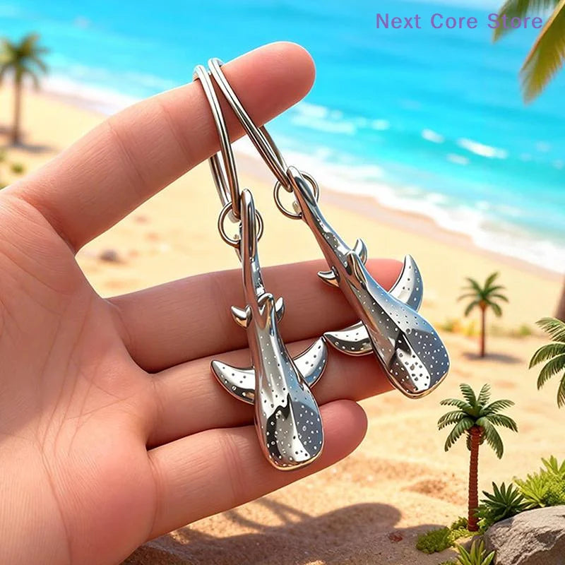 Metal Whale Shark Keychain – Ocean Pendant Key Ring Gift Novelty Keychain HIP