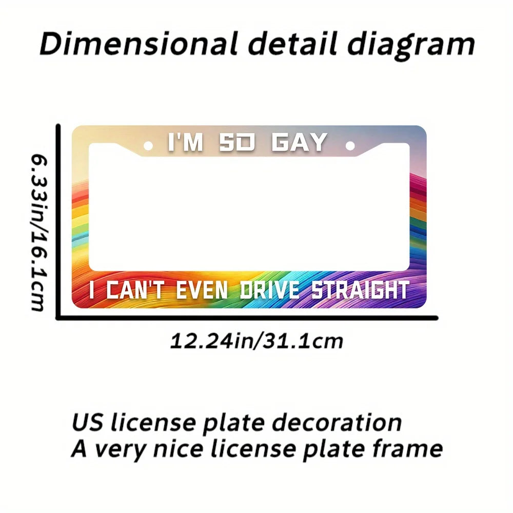 2-Pack Gay Pride Rainbow License Plate Frames – Funny Car Décor Novelty License Plate Frame HIP