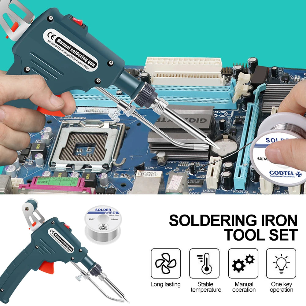 Electric Soldering Iron Gun Hand-held Internal Heating Soldering Iron Automatically Send Tin Gun Soldering Welding Repair Tool HIP