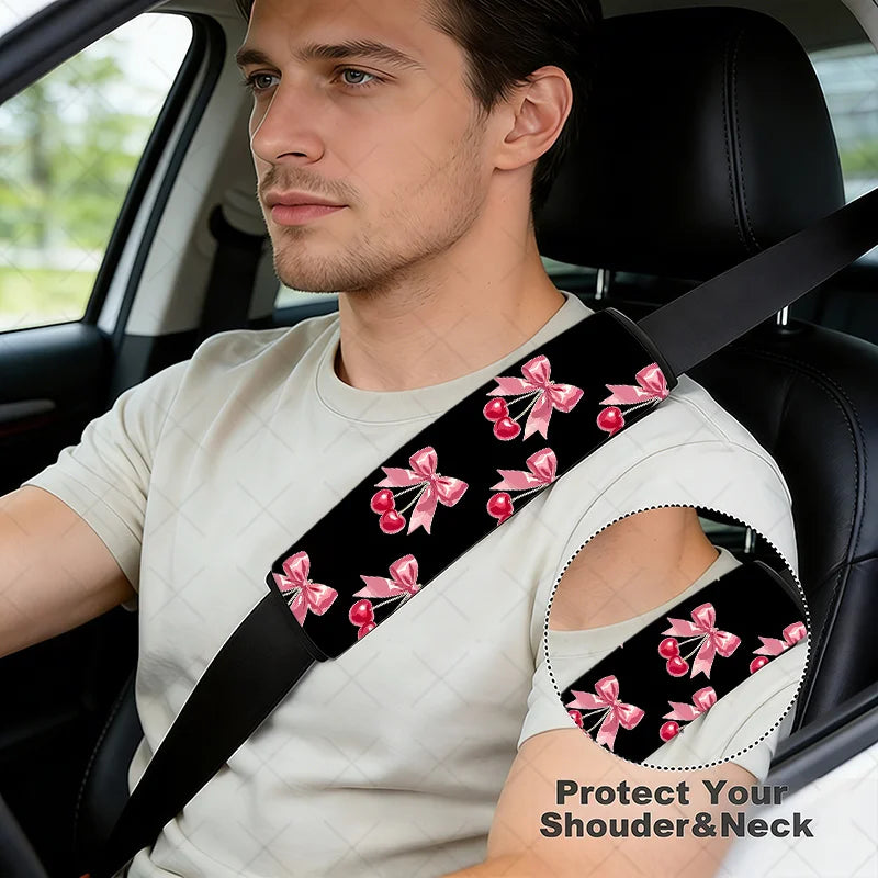 2-Pack Cherry Bow-Tie Car Seat Belt Covers – Cute & Comfy Seat Belt Cover HIP