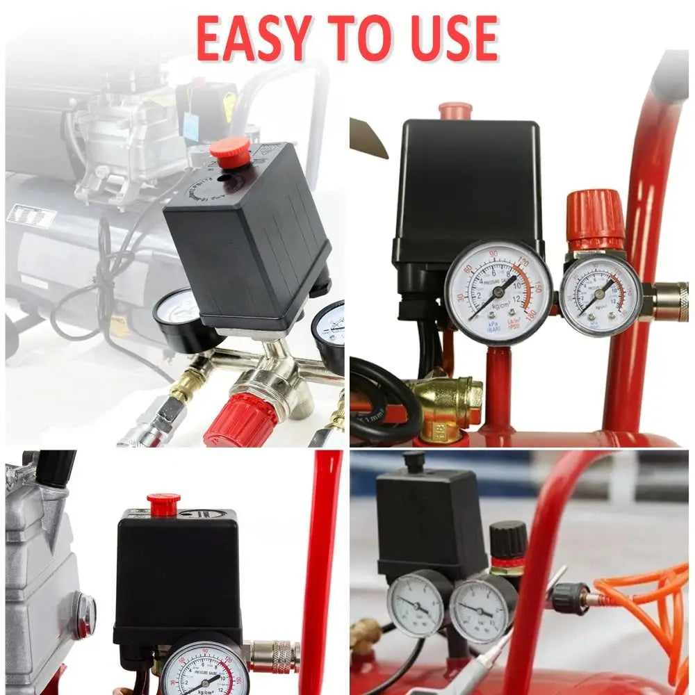 Air Compressor Pressure Switch 90–120 PSI 220V 4-Port Valve Compressor Pressure Switch HIP