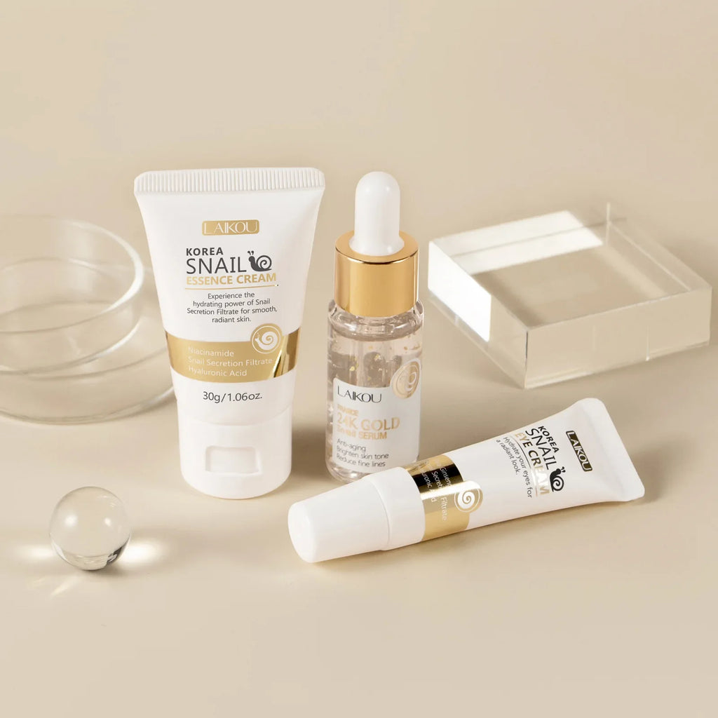 LAIKOU 24K Gold Snail Serum Eye Cream & Essence Set Skincare Serum Set HIP
