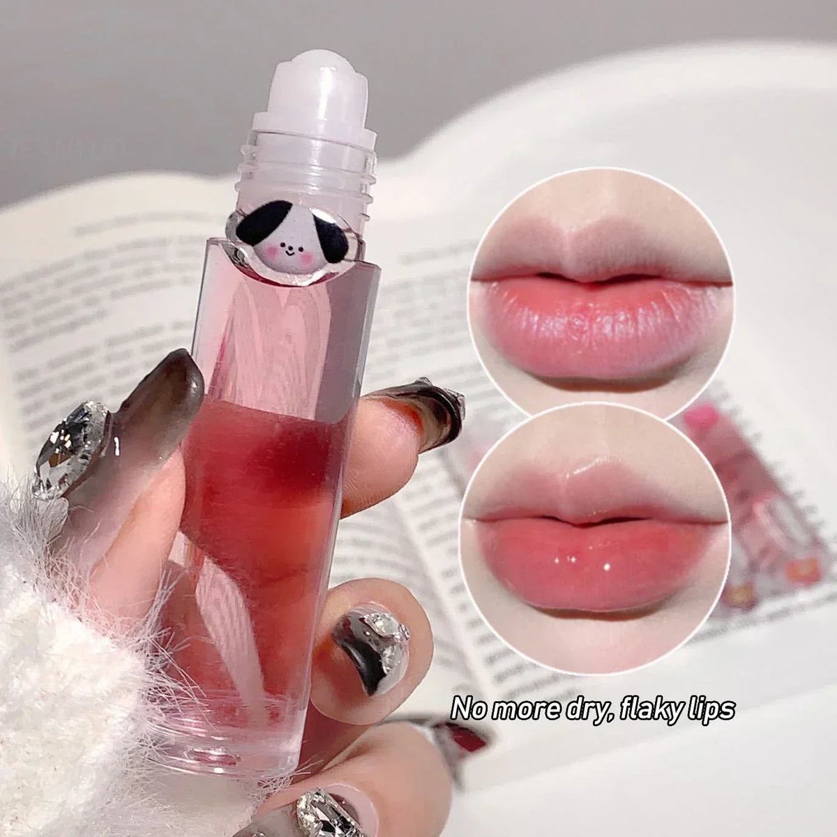 Fruit Rolling Lip Oil Moisturizing Colorless Pearl Liquid Lip Balm Transparent Lips Make Up Primer Hydrating Lip Gloss Cosmetics HIP