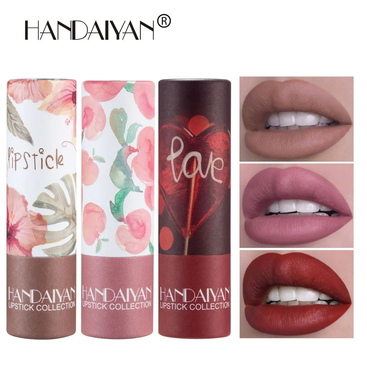 Handaiyan 8-Color Paper Tube Matte Lipstick – Waterproof Matte Lipstick HIP