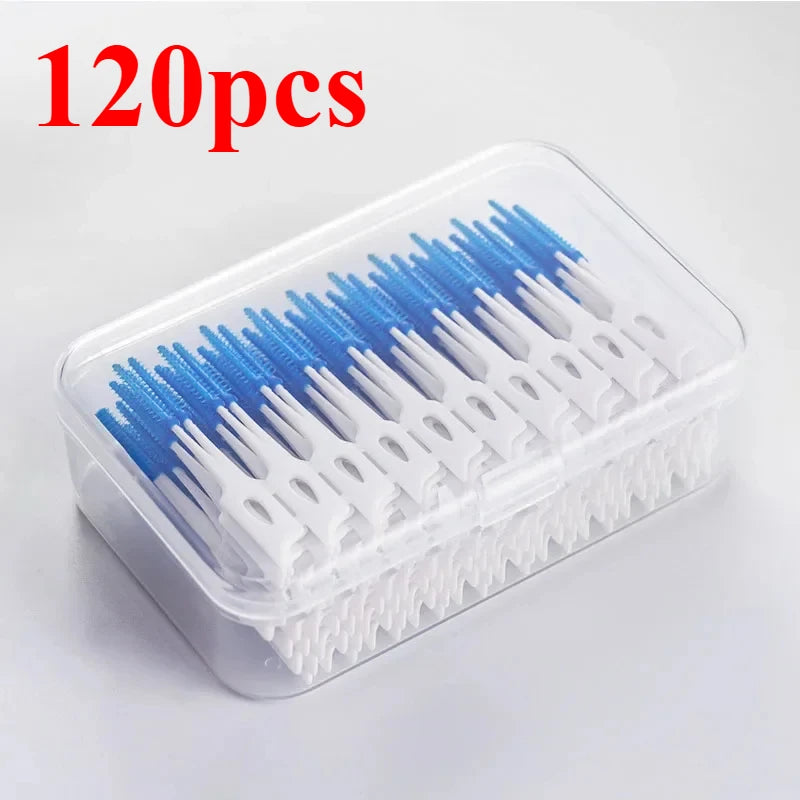 RUZOFO 200/400pc Silicone Interdental Brushes – Oral Care Interdental Brush HIP C623-blue 120pcs