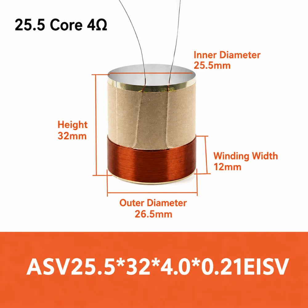 Bass Speaker Voice Coil 19.5–38.5mm White Aluminum 2-Layer Speaker Repair Part HIP 25.5-32x4