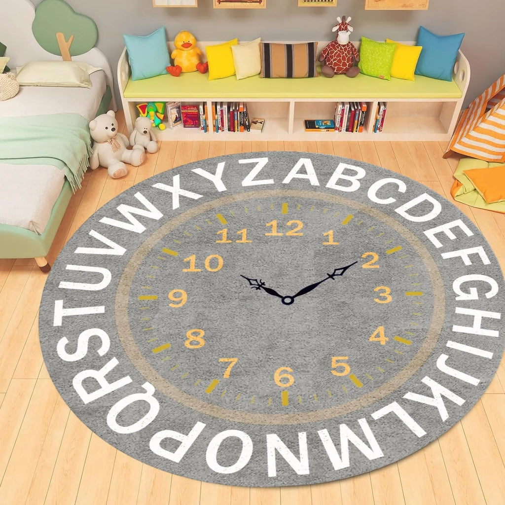 ABC Alphabet Kids Round Rug – Non-Slip Washable Baby Play Mat Kids Play Mat Rug HIP