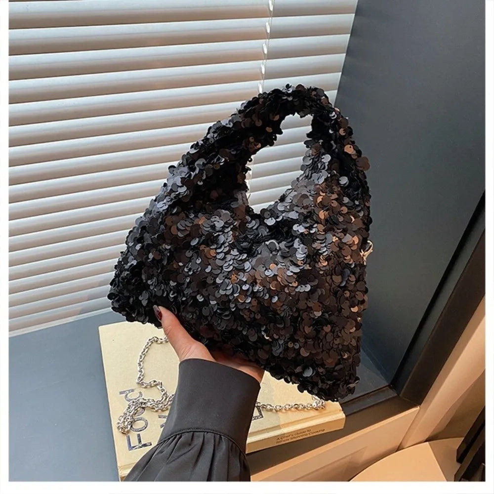 Glamorous Sequin Evening Bag – Women's Shining Shoulder Bag Sequin Evening Bag HIP