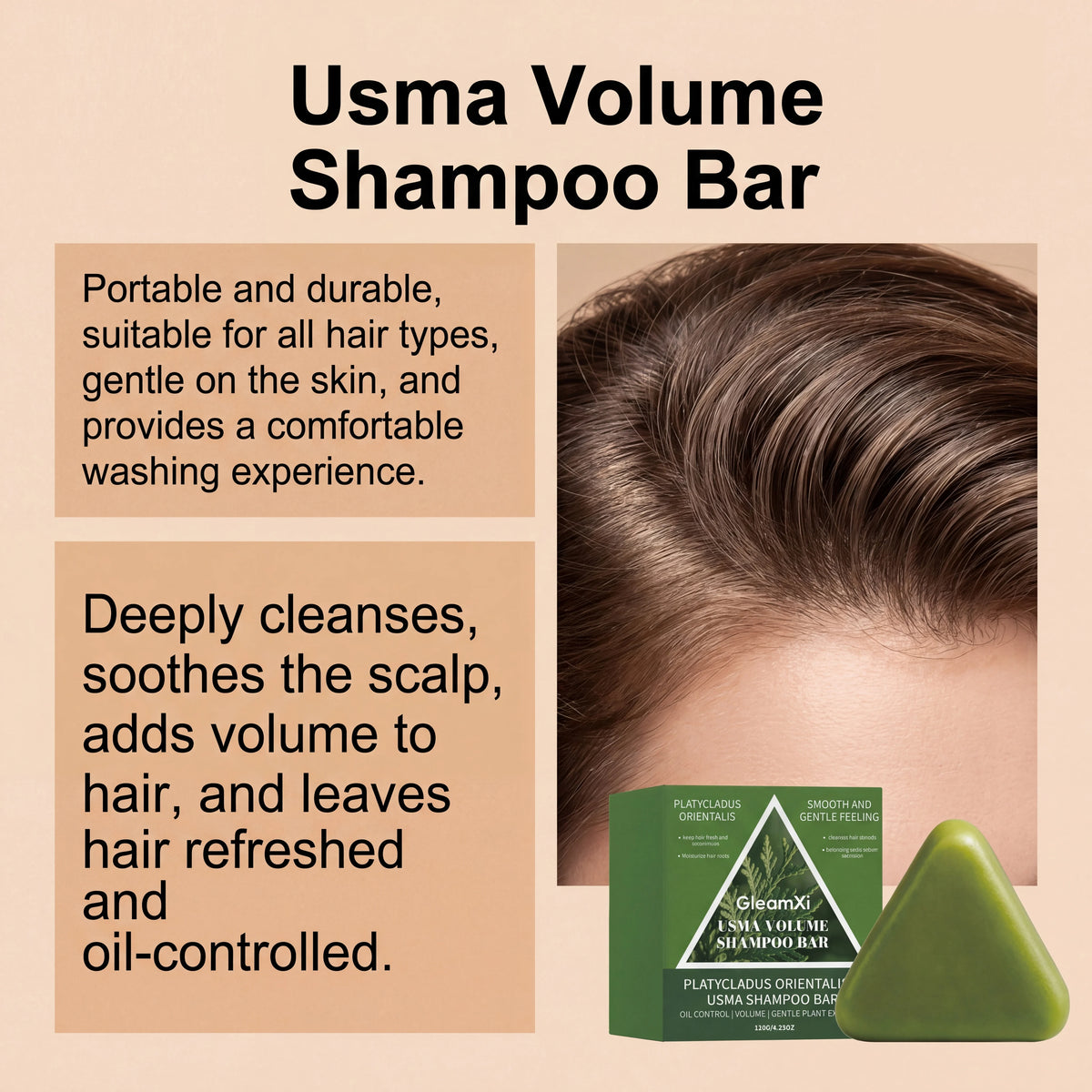 Natural Volumizing Shampoo Bar – Moisturizing & Frizz Control Solid Shampoo Bar HIP