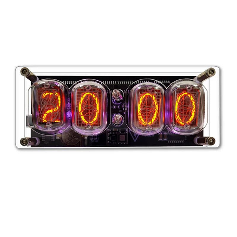 4-Digit IN-12 Nixie Glow Tube Desk Clock – Retro Ambient Light Nixie Tube Desk Clock HIP black
