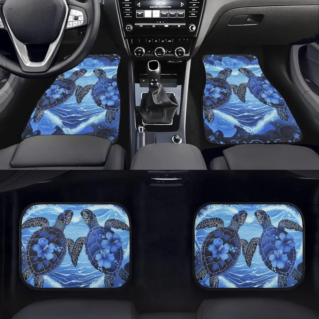 Turtle Flowers Car Floor Mats – 4-Piece All Weather Set Car Floor Mats HIP