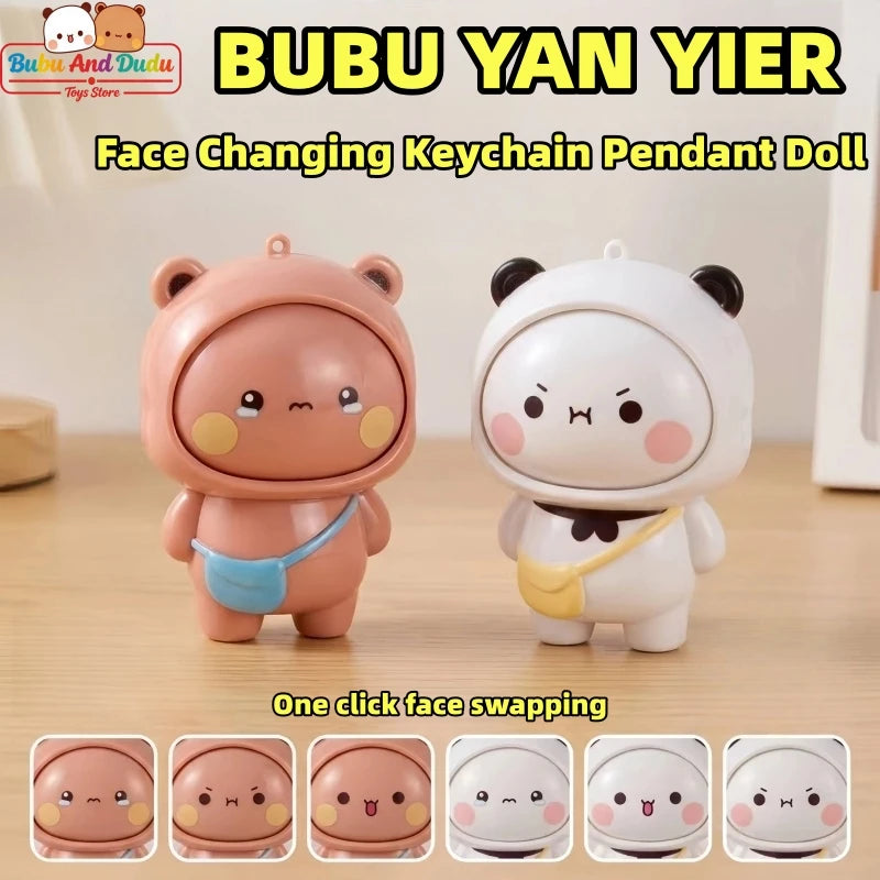 Panda Bubu & Dudu Face Changing Keychain Pendant Doll Collectible Pendant Doll HIP