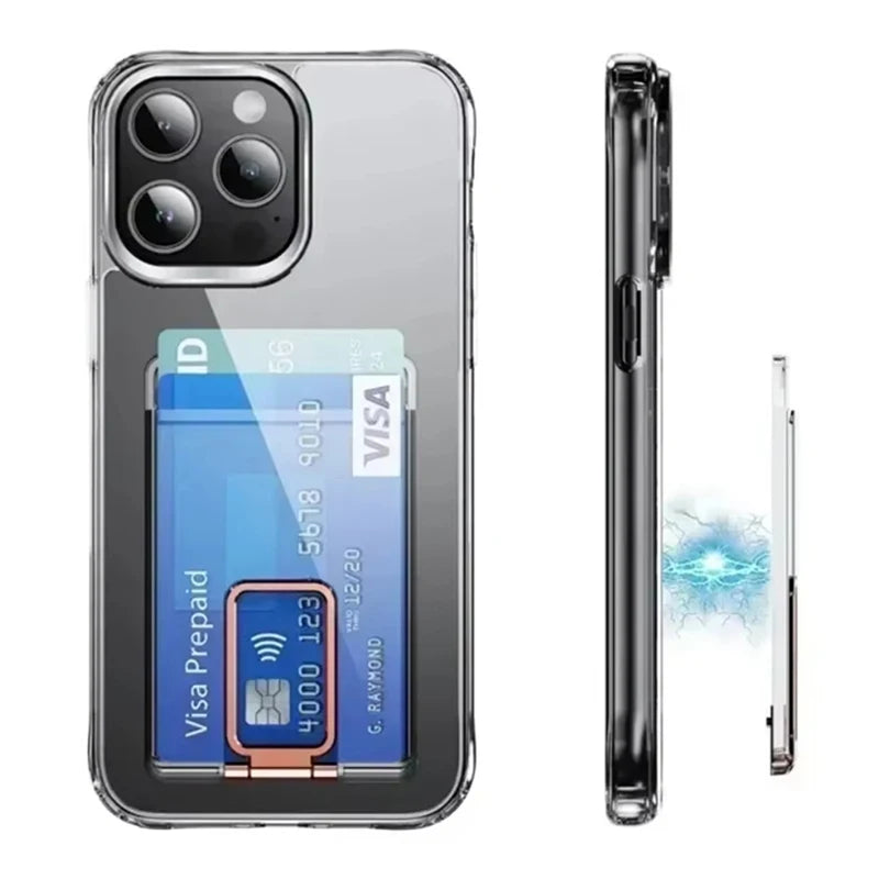 MagSafe Transparent Card Wallet Case – iPhone 15 16 17 Magnetic Card Wallet HIP