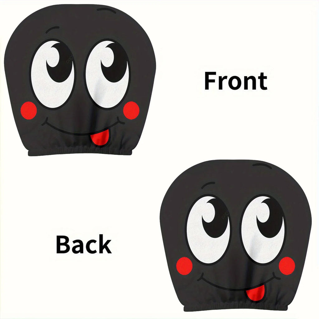 2-Pack Funny Big-Eyed Car Headrest Covers – Elastic Fit Car Headrest Cover HIP black