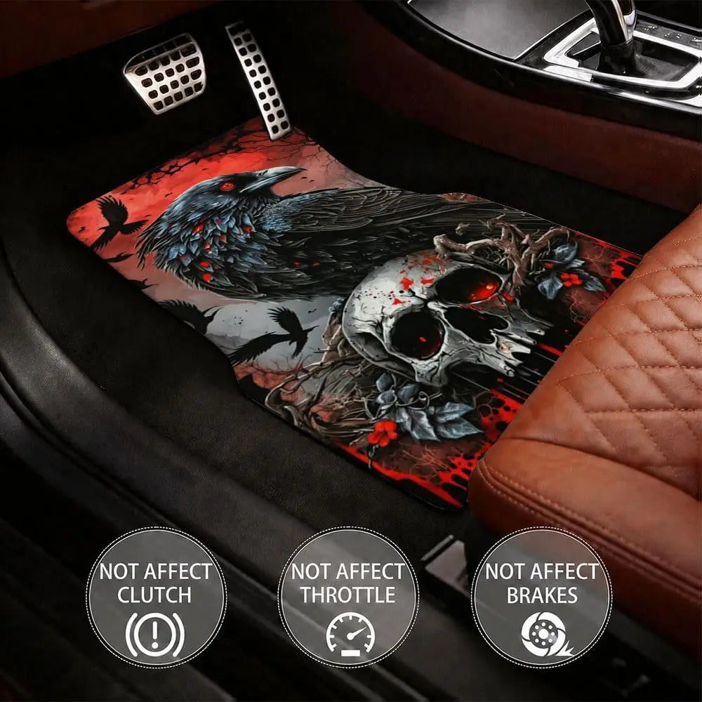Halloween Gothic Skull Car Floor Mats – All Weather SUV Set Car Floor Mat Set HIP