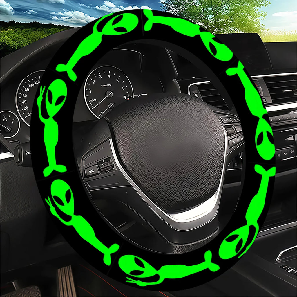 Alien Glow-in-the-Dark Steering Wheel Cover – Universal Fit Steering Wheel Cover HIP