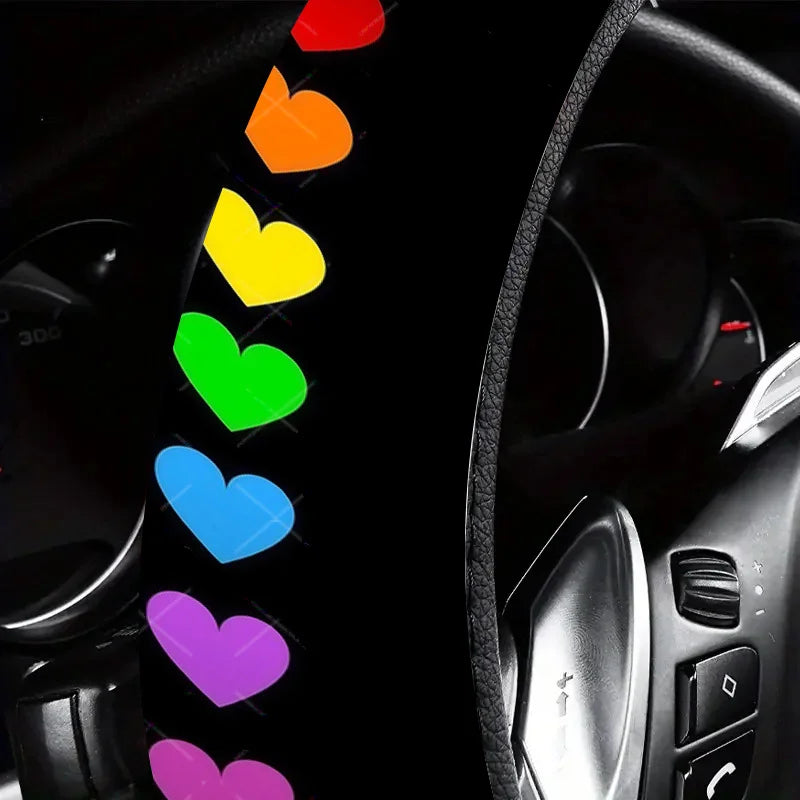 Rainbow Gradient Hearts Steering Wheel Cover – Easy Install Steering Wheel Cover HIP