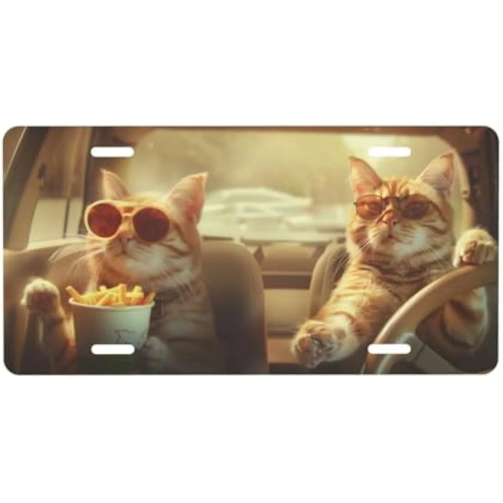 Funny Cat Sunglasses Aluminum License Plate Frame | Novelty License Plate Frame HIP 1