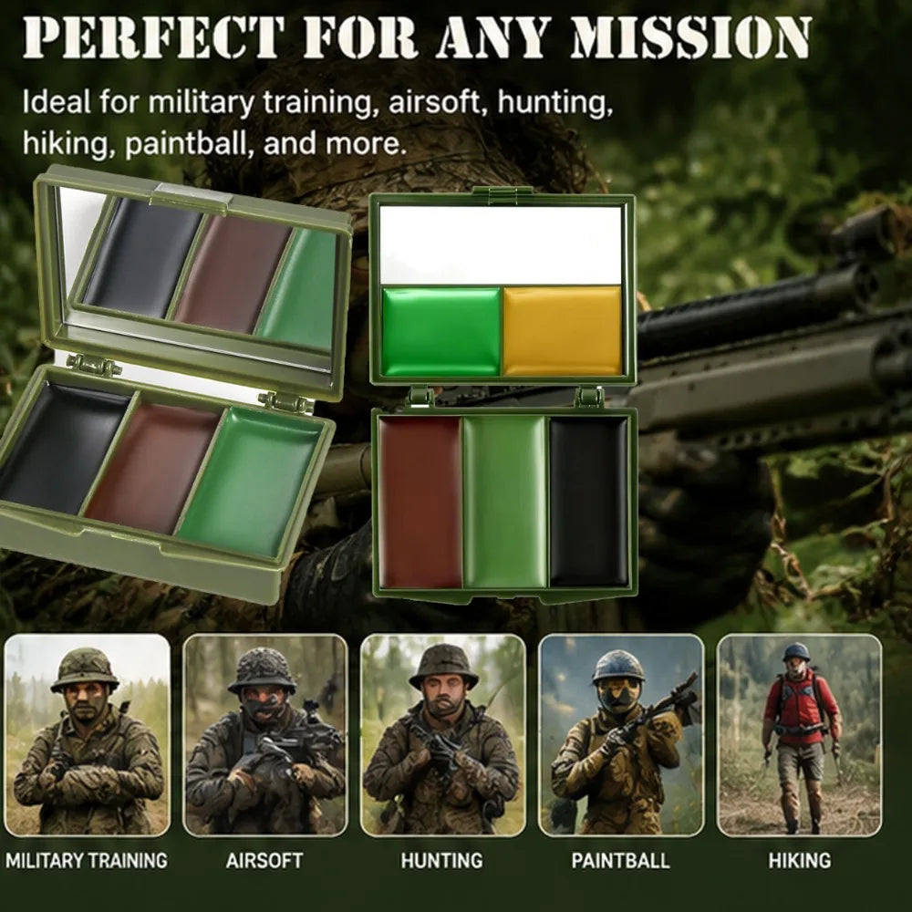 Three-Color Camouflage Face Painting Kit - Tactical Outdoor Cs Field Equipment Realistic Camouflage Makeup Oil Disguise Blending HIP