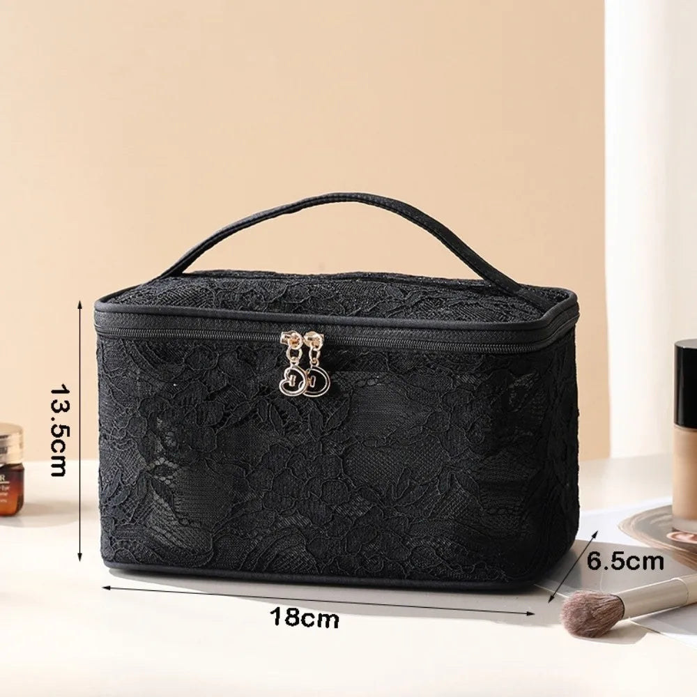 Elegant Lace Floral Makeup Bag – Large Travel Cosmetic Pouch Cosmetic Travel Bag HIP