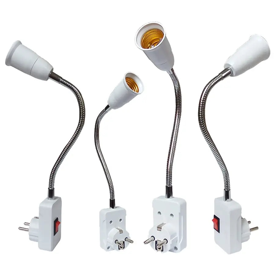 EU US Plug to E27 Lamp Holder Light Bulb Socket With Switch Flexible Lamp Base Conversion Table Lamp Converter 20cm 30cm 50cm HIP 20cm EU Plug