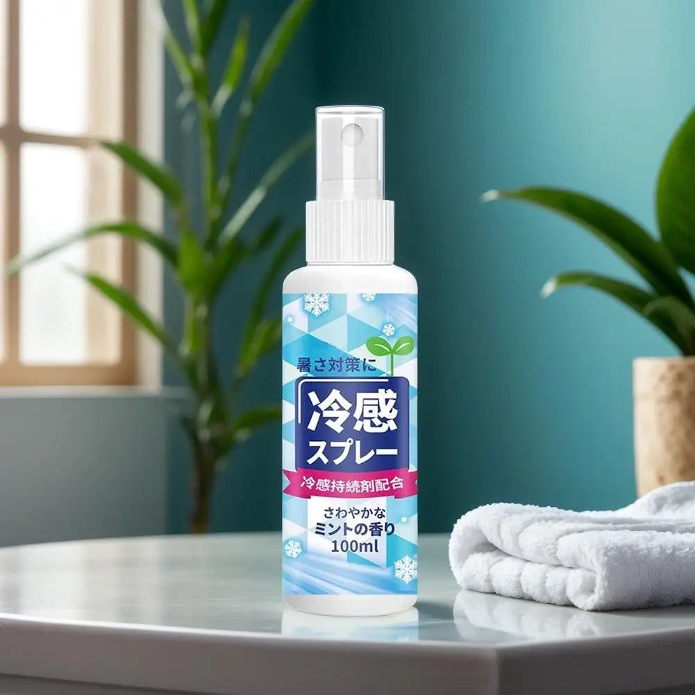 100ml Summer Cooling Spray Portable Ice Feeling Clothing Training Relief Long-lasting Hydrating Cool Spray For Face& Body Bottle HIP