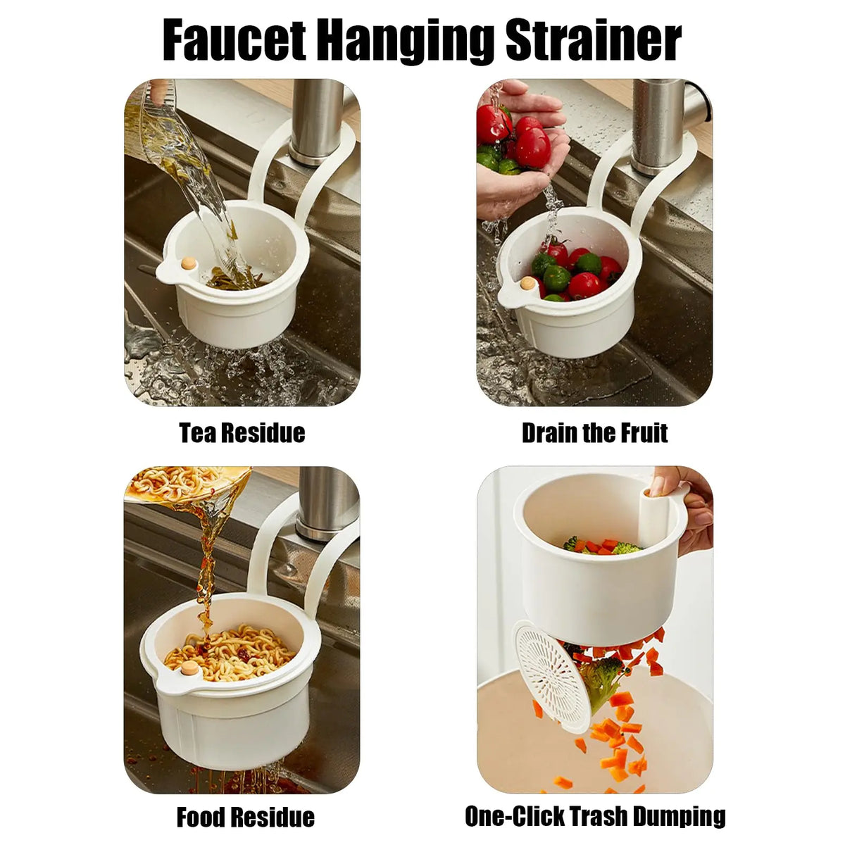 Self-Cleaning Sink Strainer Basket | Faucet Hanging Waste Filter Sink Strainer Basket HIP