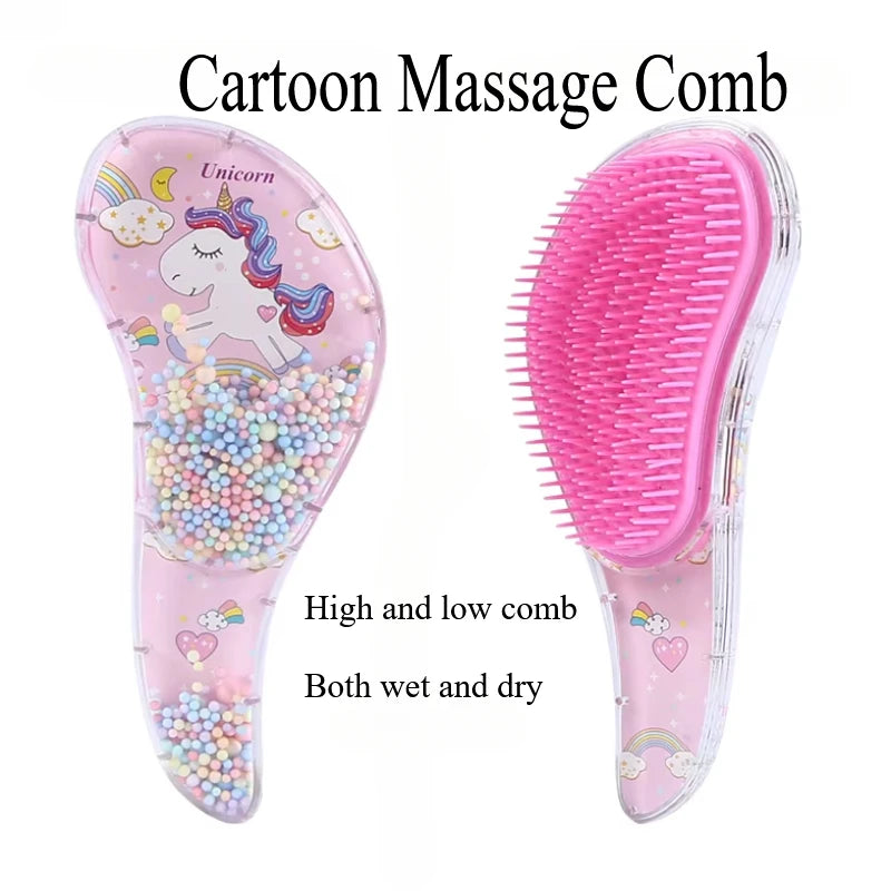 Cartoon Magic Comb Anti-static Massage Unicorn Hair Brushes Tangle Detangle Shower Massage Hairbrush Comb Salon Accessories Pink HIP