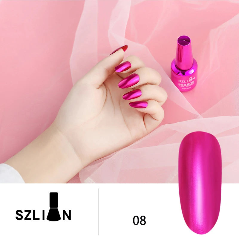 Gel Nail Polish without lamp Gel Semi-permanent Varnishes hybrid All for manicure Mirror Effect Metallic Shiny Glitter Silver HIP 08 1