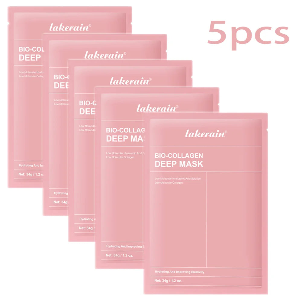 Bio-Collagen Real Deep Mask Supplement Collagen Hydrating Overnight Hydrogel Mask Elasticity Improvement Pore Minimizing Firming HIP 5pcs