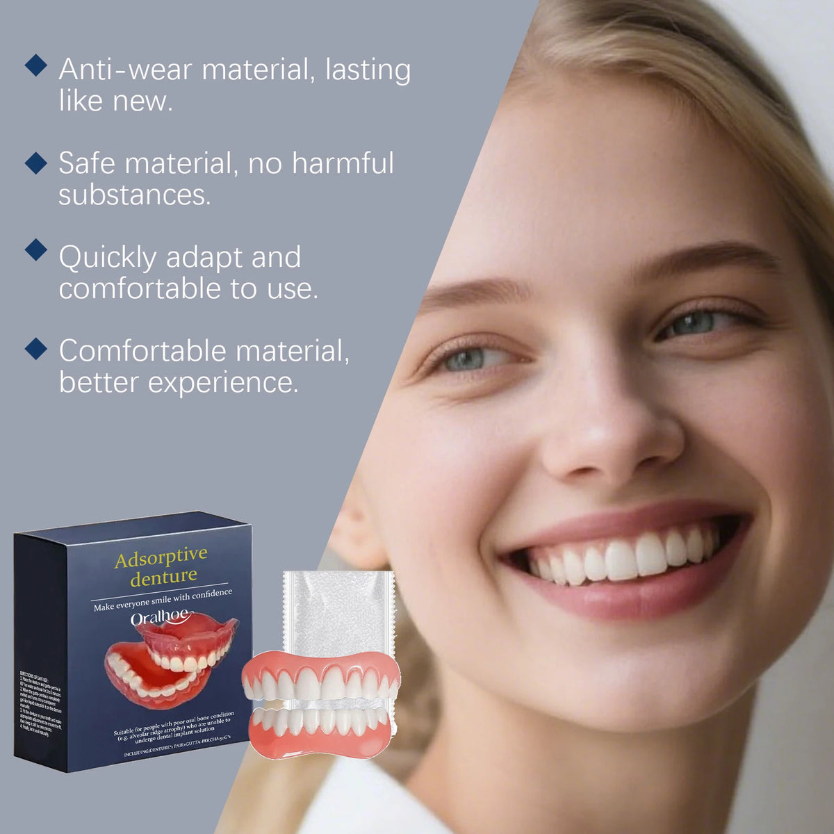 Temporary Denture Reline Kit – Full Upper & Lower Veneer Cover Denture Reline Kit HIP