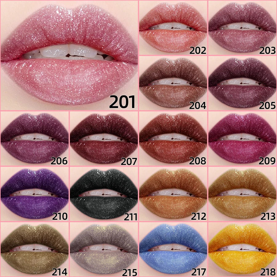18 Colors Glitter 1pcs Lip Glaze Long Lasting Lip Gloss Waterproof Liquid Lipstick Makeup Lip Oil Lip Tint Moisturizing Lip Balm HIP