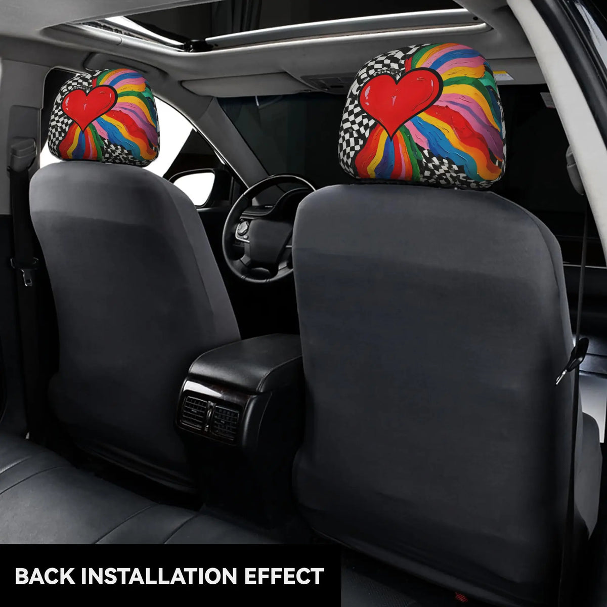 2-Pack Graffiti Love Print Car Headrest Covers – Universal Fit Car Headrest Covers HIP