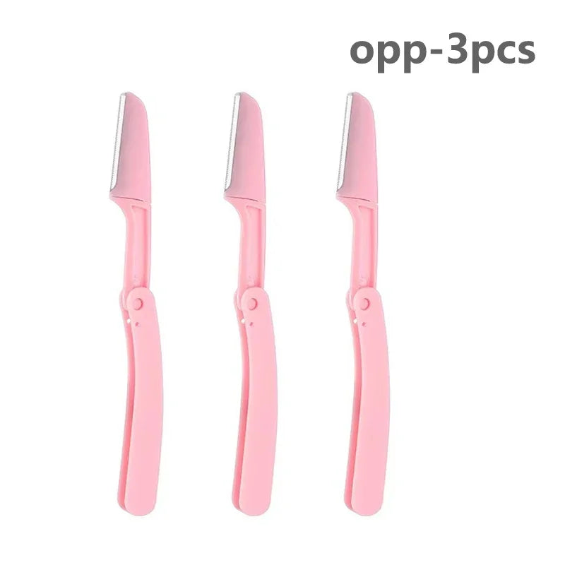 3-Pack Foldable Eyebrow Trimmer & Facial Hair Shaper for Women Eyebrow Trimmer HIP C801-Pink 3pcs opp