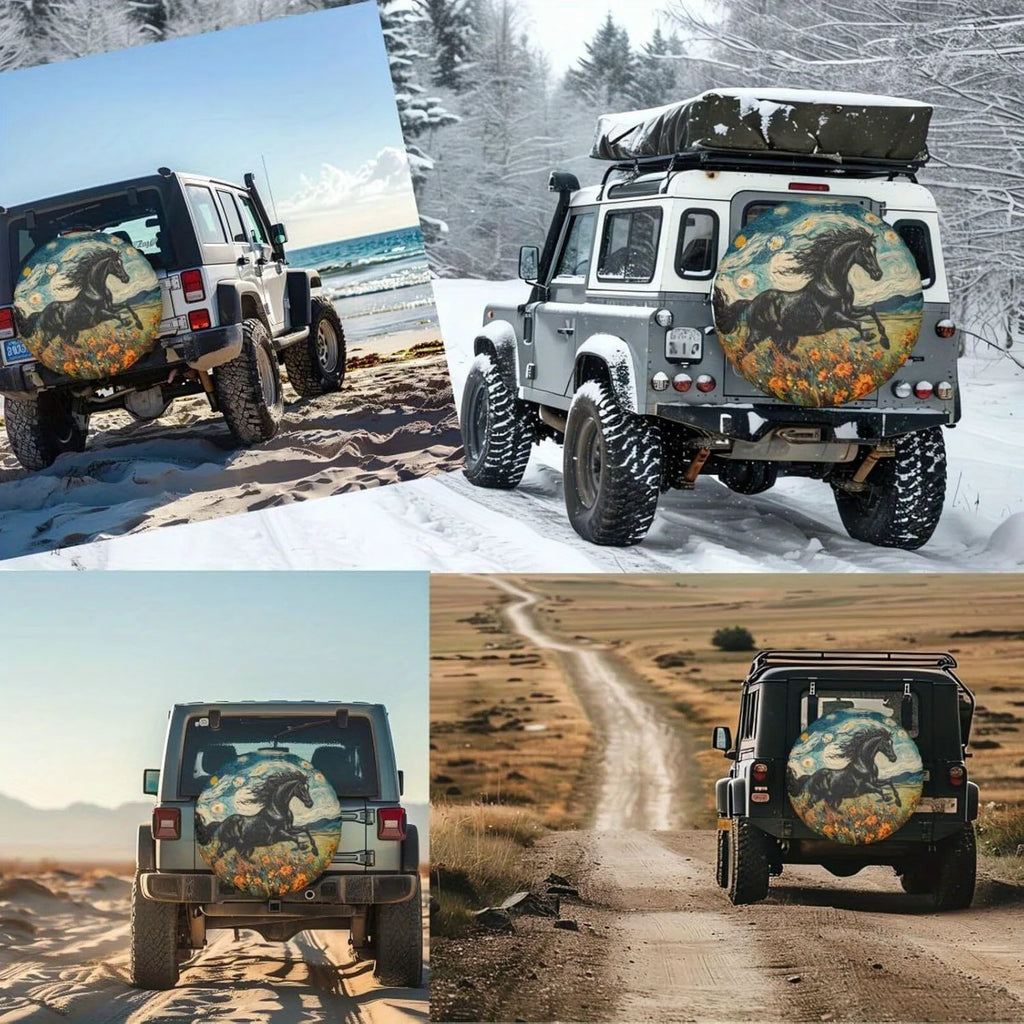 Starry Night Horse Spare Tire Cover – Waterproof RV SUV Camper Spare Tire Cover HIP