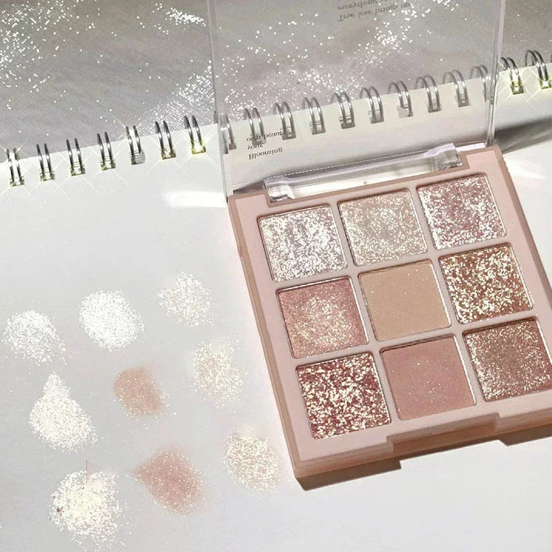 Knitted Pattern Eyeshadow Palette Glitter Matte Pink Pearlescent Shimmer Shinny Pigment Diamond Eyeshadow Korean Cosmetic Makeup HIP 04