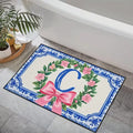 Personalized Pink Bow Floral Welcome Doormat – Anti-Slip Decorative Doormat HIP 5 40x60cm-Felt