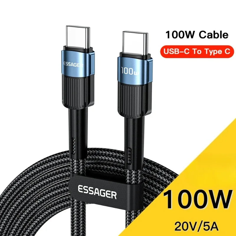 USB-C to USB-C Cable 60W/100W PD Fast Charging | 0.5m–3m USB-C Charging Cable HIP A02-Blue 100W 0.5m