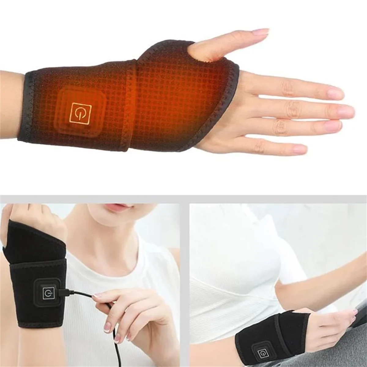 Electric Heated Wrist Brace – Adjustable Breathable Sport Support Heated Wrist Brace HIP