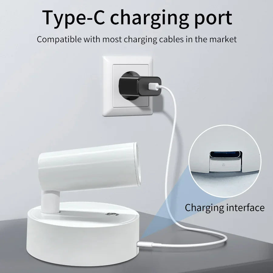 USB Rechargeable Magnetic LED Wall Lamp Reading Light With Touch Switch Dimmable Bedside Lamp Cordless Wall Lamp Spotlight HIP