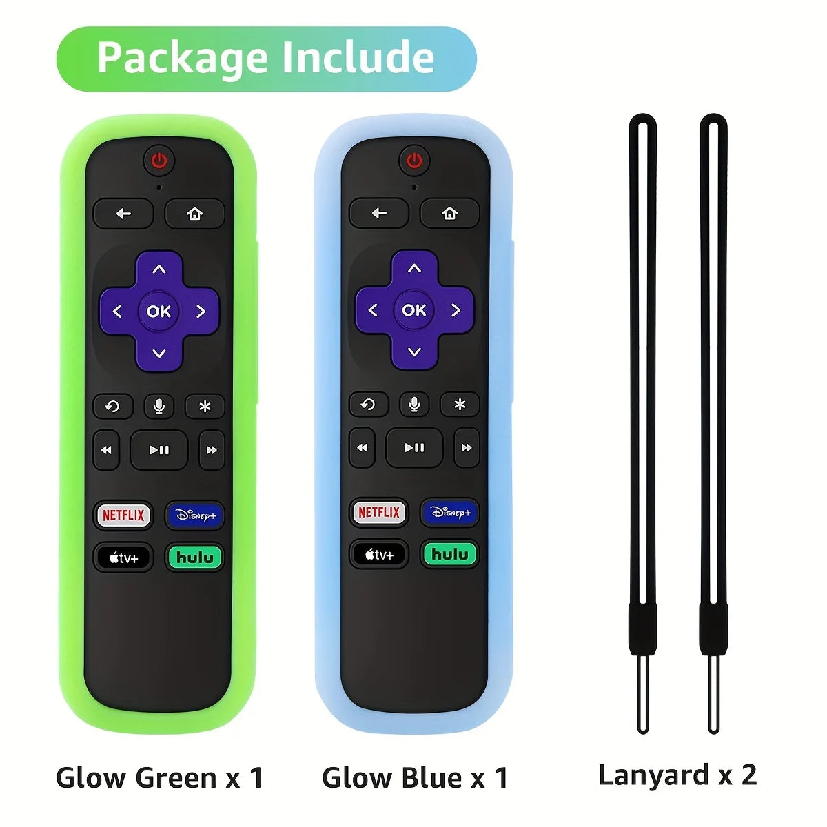 2-Pack Glow-in-the-Dark Silicone Remote Cover – Roku, TCL & Hisense Silicone Remote Cover HIP