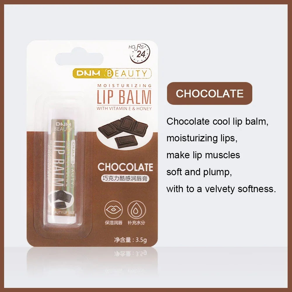 Fruit Lip Balm Winter Fashion Moisturizing Lip Oil Long-Lasting Clear Transparent Natural Aloe Lipstick Lip Care Lipstick Makeup HIP Chocolate