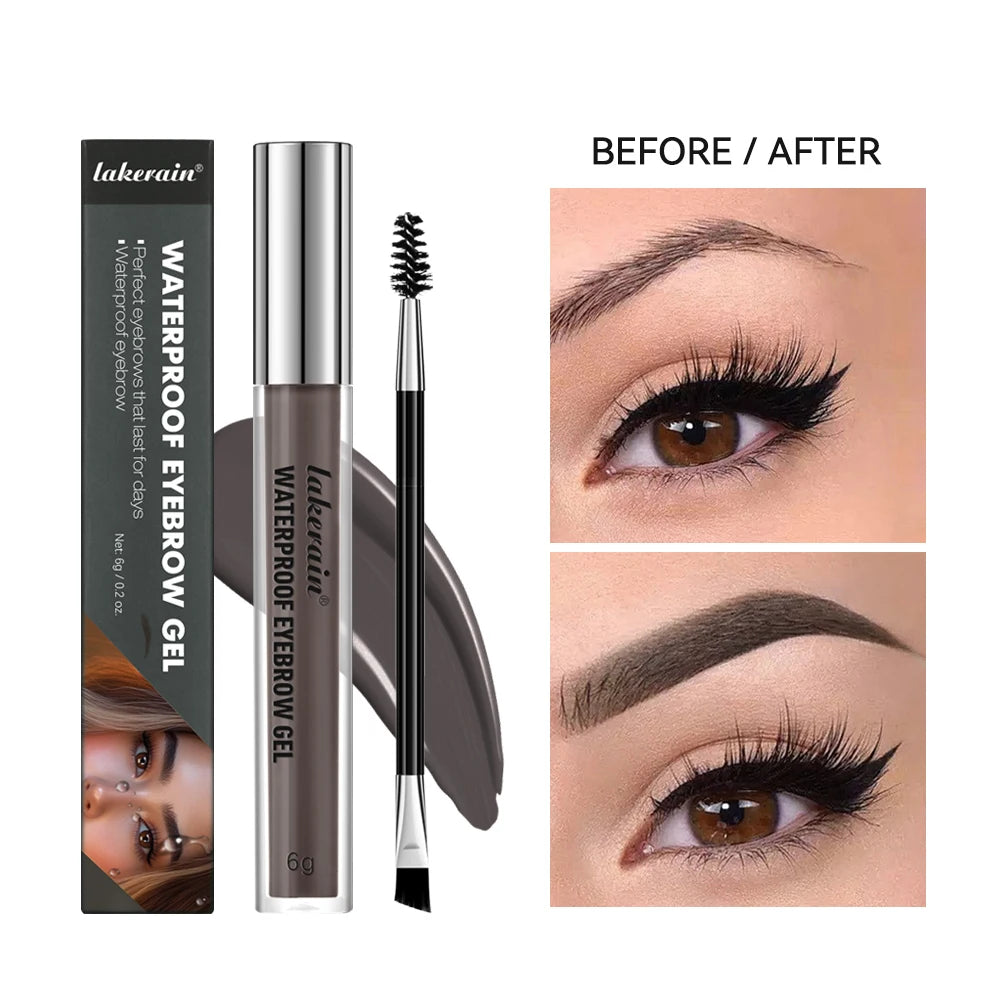 lakerain Long Lasting Waterproof Eyebrow Gel Highly Tinted Liquid Makeup Sweatproof Natural Finish Brown Black Cosmetics HIP