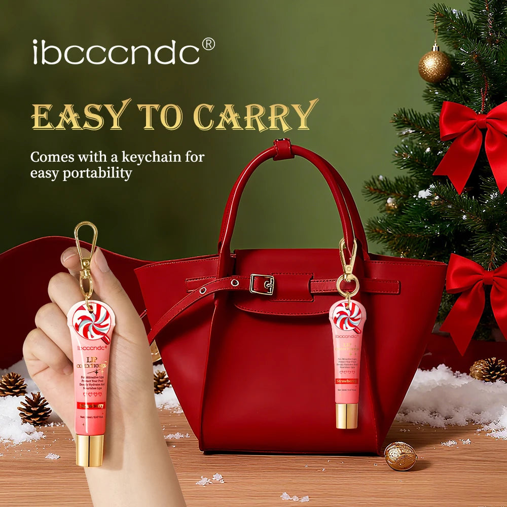 Christmas Gift 3Pcs Glossy Lip Gloss Set Strawberry Lip Balm And Lip Gloss Combo Long Lasting Hydrating Plump Lips HIP